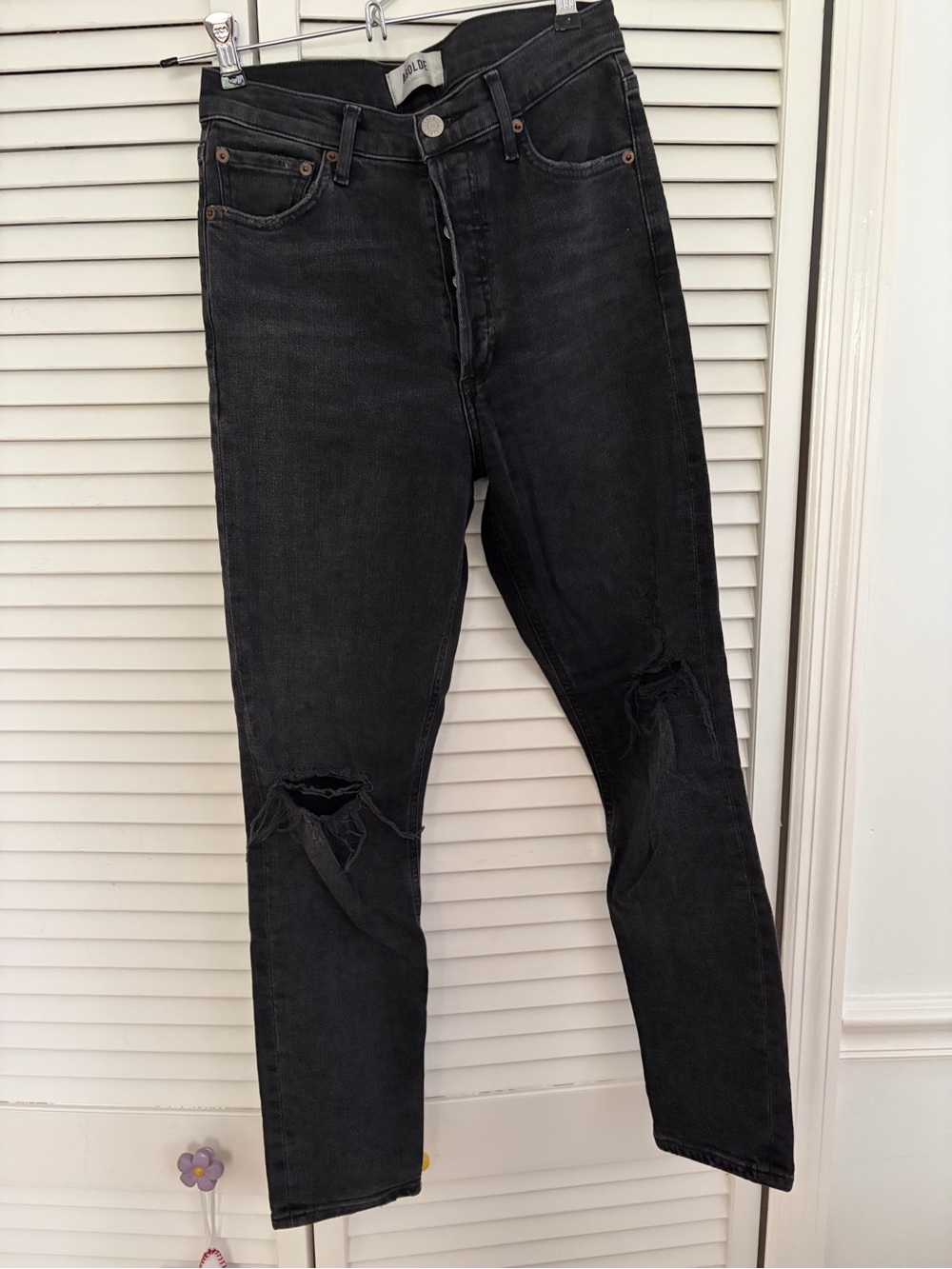 Agolde Black Distressed Skinny Jeans